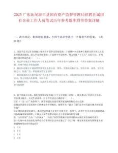 2025广东汕尾海丰县国有资产监督管理局招聘县属国有企业工作人员笔试历年参考题库附带答案详解