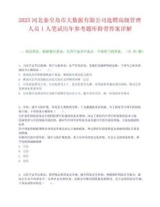 2025河北秦皇岛市大数据有限公司选聘高级管理人员1人笔试历年参考题库附带答案详解