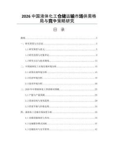 2026中国液体化工仓储运输市场供需格局与竞争策略研究