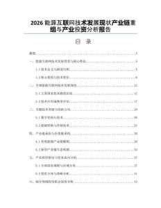 2026能源互联网技术发展现状产业链重组与产业投资分析报告