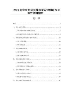 2026高密度封装引线框架设计创新与可靠性测试报告