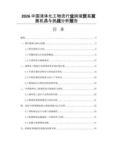 2026中国液体化工物流行业跨境贸易发展机遇与挑战分析报告