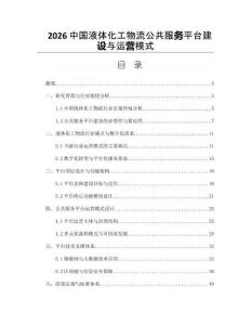 2026中国液体化工物流公共服务平台建设与运营模式