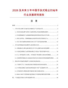 2026及未来5年中国手扶式吸尘扫地车行业发展研究报告