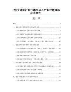 2026储能行业技术突破与产业投资战略研究报告