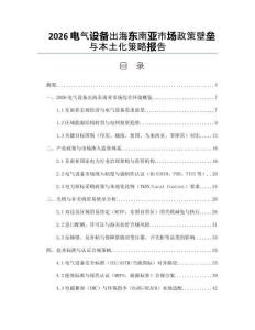 2026电气设备出海东南亚市场政策壁垒与本土化策略报告