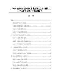 2026能源互联网技术发展行业市场现状分析及投资机会规划报告