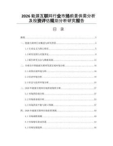 2026能源互联网行业市场前景供需分析及投资评估规划分析研究报告