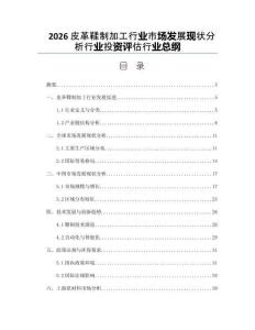 2026皮革鞣制加工行业市场发展现状分析行业投资评估行业总纲