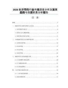 2026能源节约行业市场深度分析及发展趋势与投资前景分析报告