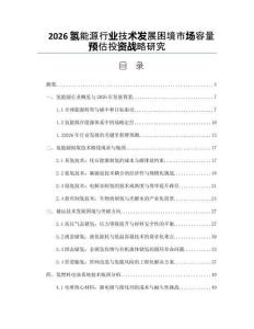 2026氢能源行业技术发展困境市场容量预估投资战略研究