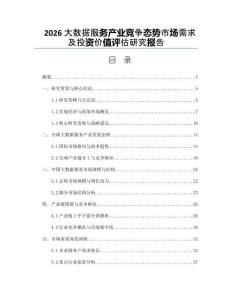 2026大数据服务产业竞争态势市场需求及投资价值评估研究报告