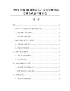2026中国5G通信设备产业链竞争格局与商业机会评估报告