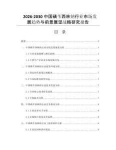2026-2030中国磺苄西林钠行业市场发展趋势与前景展望战略研究报告