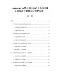 2026-2030中国电炉炼钢行业市场发展分析及投资前景预测研究报告