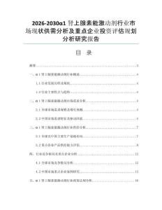 2026-2030α1肾上腺素能激动剂行业市场现状供需分析及重点企业投资评估规划分析研究报告