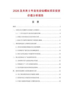 2026及未来5年自攻自钻螺丝项目投资价值分析报告