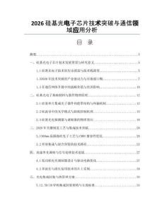 2026硅基光电子芯片技术突破与通信领域应用分析