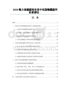 2026电力基础设施改造中低压电缆应用前景评估