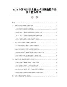 2026中国光刻胶企业技术路线选择与差异化竞争策略
