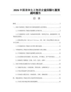 2026中国液体化工物流企业国际化发展战略报告