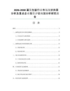 2026-2030扁篮包装行业市场现状供需分析及重点企业投资评估规划分析研究报告