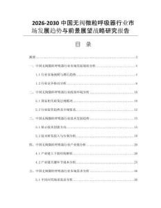 2026-2030中国无阀微粒呼吸器行业市场发展趋势与前景展望战略研究报告