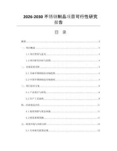 2026-2030不锈钢制品项目可行性研究报告