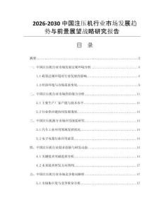 2026-2030中国注压机行业市场发展趋势与前景展望战略研究报告