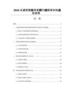 2026光通信模块用高频引线框架材料选型指南