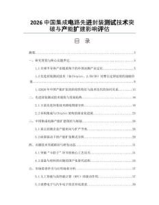 2026中国集成电路先进封装测试技术突破与产能扩建影响评估