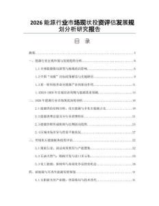 2026能源行业市场现状投资评估发展规划分析研究报告