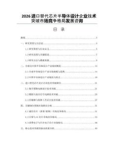 2026进口替代芯片半导体设计企业技术突破市场竞争格局发展咨询