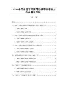 2026中国体温管理医疗器械不良事件分析与质量控制