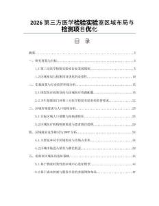 2026第三方医学检验实验室区域布局与检测项目优化