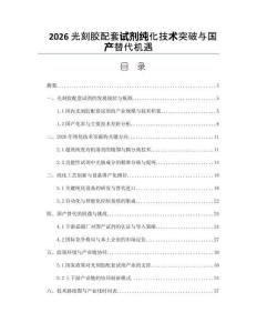2026光刻胶配套试剂纯化技术突破与国产替代机遇
