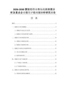2026-2030蒙脱石行业市场现状供需分析及重点企业投资评估规划分析研究报告