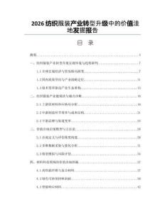 2026纺织服装产业转型升级中的价值洼地发掘报告