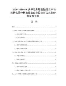 2026-2030ω-6多不饱和脂肪酸行业市场现状供需分析及重点企业投资评估规划分析研究报告