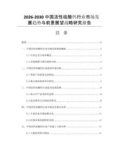 2026-2030中国活性硅酸钙行业市场发展趋势与前景展望战略研究报告
