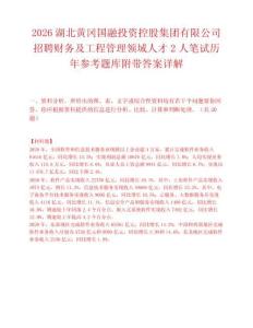 2026湖北黄冈国融投资控股集团有限公司招聘财务及工程管理领域人才2人笔试历年参考题库附带答案详解.docx