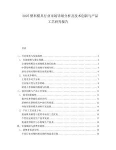 2025塑料模具行业市场详细分析及技术创新与产品工艺研究报告.docx