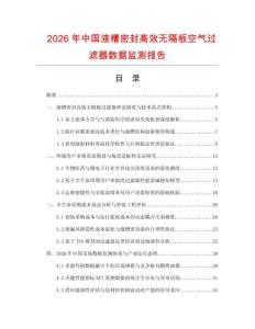 2026年中国液槽密封高效无隔板空气过滤器数据监测报告.docx