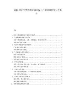 2025巴西生物能源资源开发与产业政策研究分析报告.docx