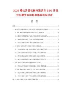 2026螺纹异径机械四通项目ESG评级对长期资本回报率影响机制分析.docx