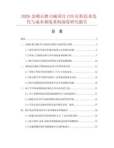 2026金刚石磨刀碗项目CVD沉积技术迭代与成本曲线重构深度研究报告.docx