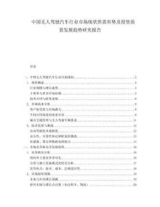 中国无人驾驶汽车行业市场现状供需形势及投资前景发展趋势研究报告.docx