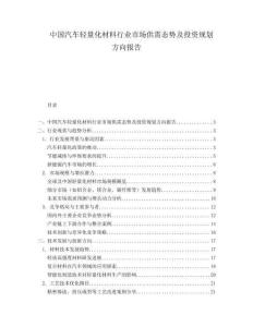 中国汽车轻量化材料行业市场供需态势及投资规划方向报告.docx