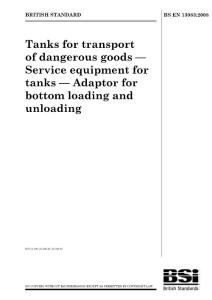 Tanks for transport of dangerous goods - Service equipment for tanks - Adaptor for bottom loading and unloading