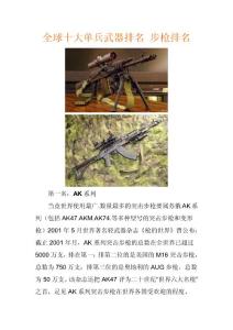 全球十大单兵武器步枪排名介绍